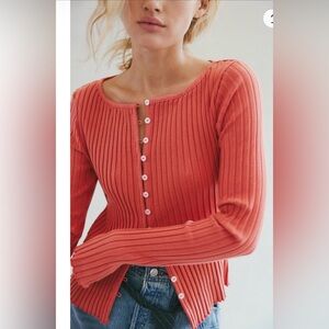 Free People / Tilly Rib Long
Sleeve Button Cardigan / sz Xs, nwt